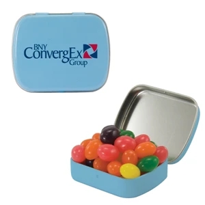 Mint Tin Maniacs - Small Light Blue Mint Tin With Jelly Beans. Jelly Bean Candy In Mint Tin
