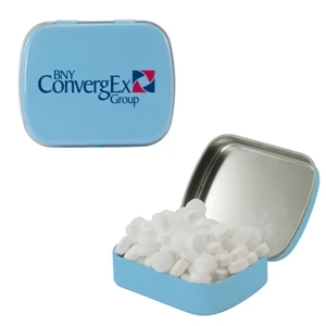 Mint Tin Maniacs - Small Light Blue Mint Tin With Sugar-free Mints. Sugar Free Mints In Candy Tin