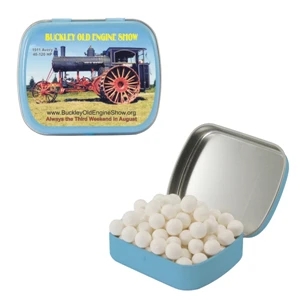 Mint Tin Maniacs - Small Light Blue Mint Tin With Signature Peppermints. Breath Mints And Fresheners