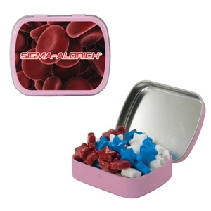 Mint Tin Maniacs - Small Pink Mint Tin With Candy Stars. Star Shaped Candy In Mint And Candy Tin