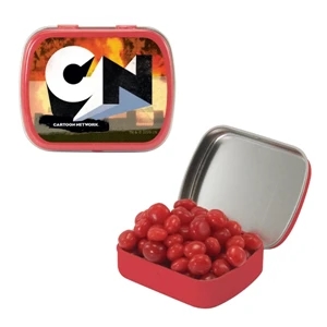Mint Tin Maniacs - Small Red Mint Tin With Cinnamon Red Hots. Red Hot Tart Candy In Mint Tin