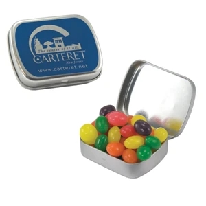 Mint Tin Maniacs - Small Silver Mint Tin With Jelly Beans. Jelly Bean Candy In Mint Tin