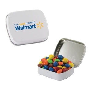Mint Tin Maniacs - Small White Tin With Chocolate Littles Candy. A Chocolate Candy Treat