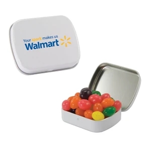 Mint Tin Maniacs - Small White Mint Tin With Jelly Beans. Jelly Bean Candy In A Mint Tin