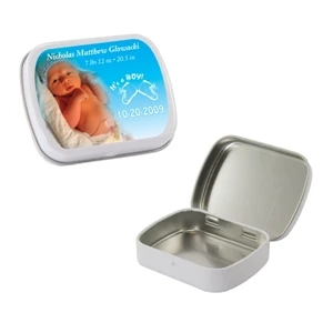 Mint Tin Maniacs - Empty White Small Mint Tin. Can Be Filled With Mints, Candy, And Gum