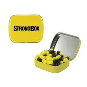 Mint Tin Maniacs - Small Yellow Mint Tin With Colored Bullet Candy. Colored Candy In A Mint Tin