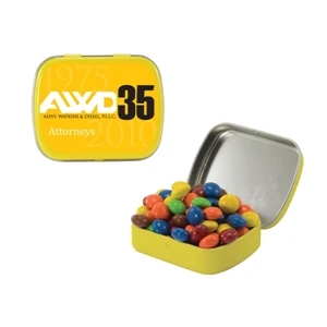Mint Tin Maniacs - Small Yellow Mint Tin Filled With Chocolate Littles. Chocolate Candy In A Mint Tin