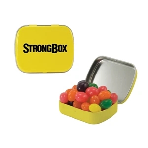 Mint Tin Maniacs - Small Yellow Mint Tin With Jelly Beans. Jelly Bean Candy In A Mint Tin,