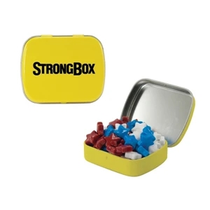 Mint Tin Maniacs - Small Yellow Mint Tin With Candy Stars. Star Shaped Candy In A Mint Or Candy Tin