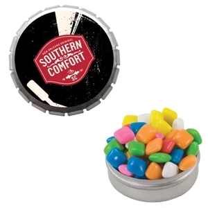 Mint Tin Maniacs - Silver Snap-top Mint Tin With Gum. Chewing Gum In Candy Mint Tin