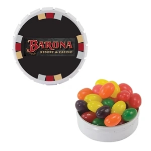 Mint Tin Maniacs - White Snap-top Mint Tin With Jelly Beans. Jelly Bean Candy In Mint Tin