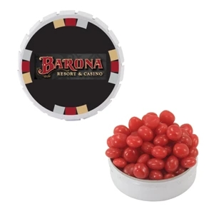 Mint Tin Maniacs - White Snap-top Mint Tin With Cinnamon Red Hots. Cinnamon Red Hot Candy In Mint Tin