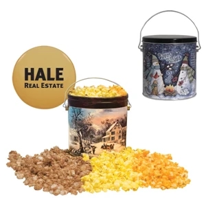 Food Gifts Superstore - One Gallon Popcorn Tin With 3 Flavors. Butter, Cheese, Caramel Popcorn In Tin