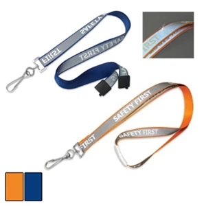 Preprinted. 5/8" "safety First" Glow-in-the-dark Breakaway Reflective Lanyard