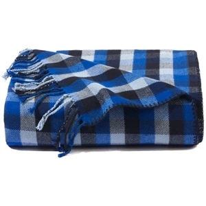 Custom Logo Blue Plaid Bamboo Throw Blanket