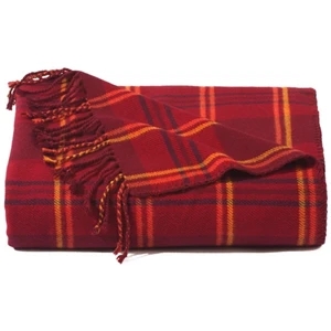 Custom Logo Red Plaid Bamboo Throw Blanket