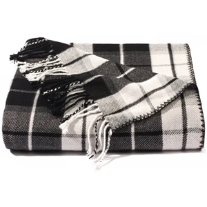 Custom Logo Black & White Plaid Bamboo Throw Blanket