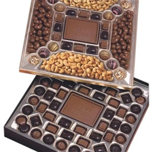 Double Layer Box Of Delicious Chocolate Pieces And A Chocolate Centerpiece