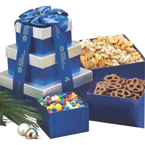 Sweet and Savory Gift Tower w Assorted Nuts and Confections