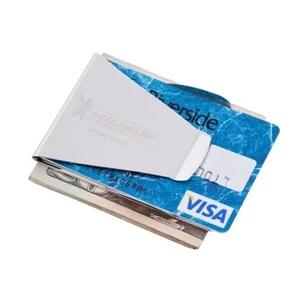 Money Clip. Dual Sided Brass Money Clip With Chrome Silver Coating, Closeout