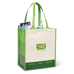 Sand-summer Green - Laminated 100% Recycled Shopper Bag With 23.5" Shoulder Straps