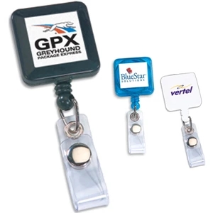 Retract-a-badge - Square - Retractable Badge Holder With 30" Long Auto-retract Cord