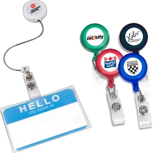 Retract-a-badge - Round - Retractable Badge Holder With 30" Long Auto-retract Cord
