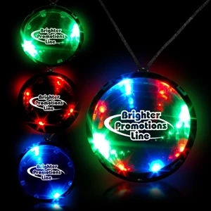 Tri Color Lighted 2 3/4" Infinity Light Up Led Glow Badge With Necklace