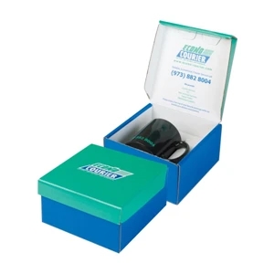 Addition Of Spot Mount Label - Fold Above Small Gift Box Constructed Of White E-flute Corrugated Material