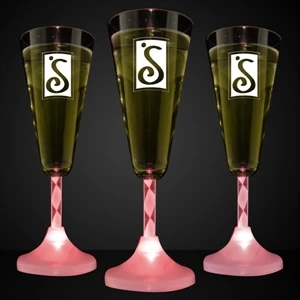 Red Led Imprintable Champagne Glass With Spiral Stem, 60 Day Production