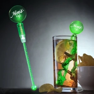 Deluxe Dual Led Cocktail Stirrer Illuminates Both The Logo And The Stem!