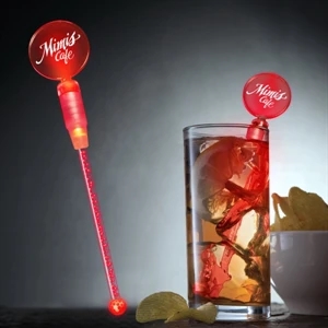 Deluxe Dual Led Cocktail Stirrer Illuminates Both The Logo And The Stem!