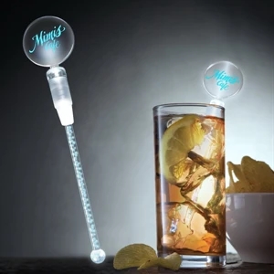 Deluxe Dual Led Cocktail Stirrer Illuminates Both The Logo And The Stem!