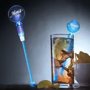 Deluxe Dual Led Cocktail Stirrer Illuminates Both The Logo And The Stem!