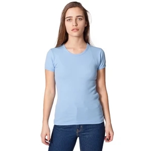 2 X L-white - Baby Rib Basic Short Sleeve T-shirt With Rib Binding Around The Arm And Neck. Blank