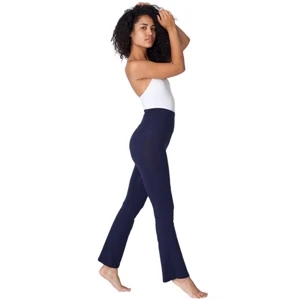 White - Cotton Spandex Jersey Yoga Pant With Fold-over Waistband. Blank