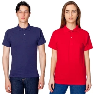 X S- X L-white - Unisex Cotton Pique Tennis Shirt Featuring 2-button Placket. Blank