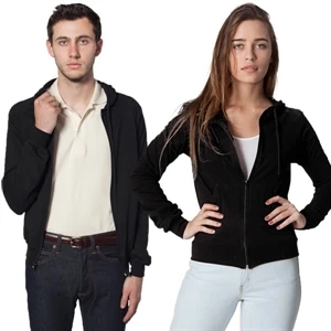 X S- X L-white - Unisex Fine Jersey Hoody With Matching Nylon Zipper. Blank