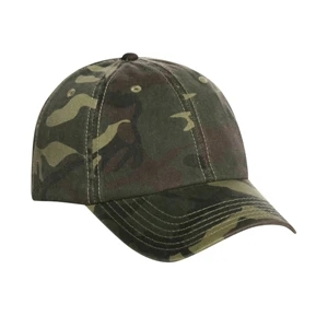 Unstructured Six Panel Garment Washed Cotton Twill Pro Style Camouflage Cap. Blank