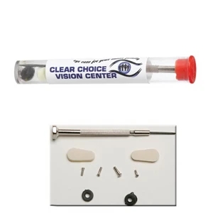 Eye Glass Repair Kit With Screwdriver, Screws, Two Nose Pads And Washers