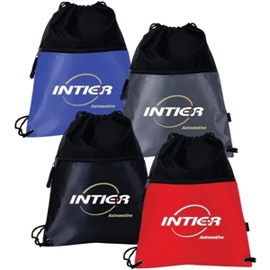 Miramar - 210 Denier Nylon Drawstring Backpack With Dobby Nylon Pocket And Sturdy Cord