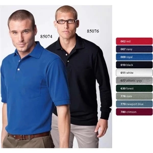 2 X L - Men's Extreme Long Sleeve Pique Polo Shirt With Pocket And Teflon (r)