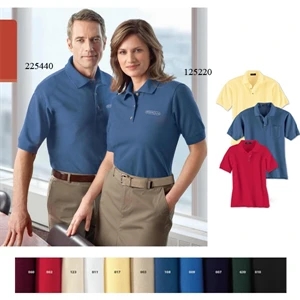 2 X L - Ladies' Cotton Pique Polo Shirt With Matching Flat Knit Collar And Cuffs