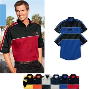 3 X L-4 X L - Men's Color-block Short Sleeve Shirt With Button Down Collar