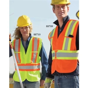 North End (r) - Reg(s- X L) - 5-point X Pattern Tear Away Safety Vest With Top And Lower Front Pockets