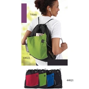 North End (r) - Recycled Polyester Cinch Pack With Deep Front Pocket With Audio Port