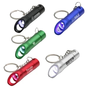 Split Ring Swivel Key Chain With Led Flashlight And Sturdy Bottle Opener