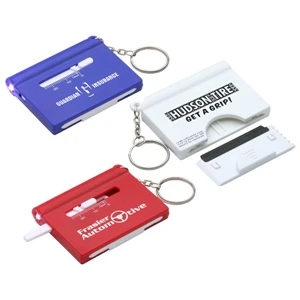 Multi Tool Kit Includes Led Flashlight, Tire-tread Gauge, Scraper & Keychain