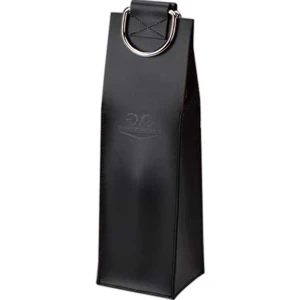 Leatherette Bottle Carrier With Magnetic Snap Closure And Soft Brushed Interior