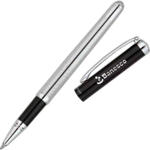 Bettoni (r) - Slim Solid Brass Rollerball Pen With Etched Barrel With Cap Off Design